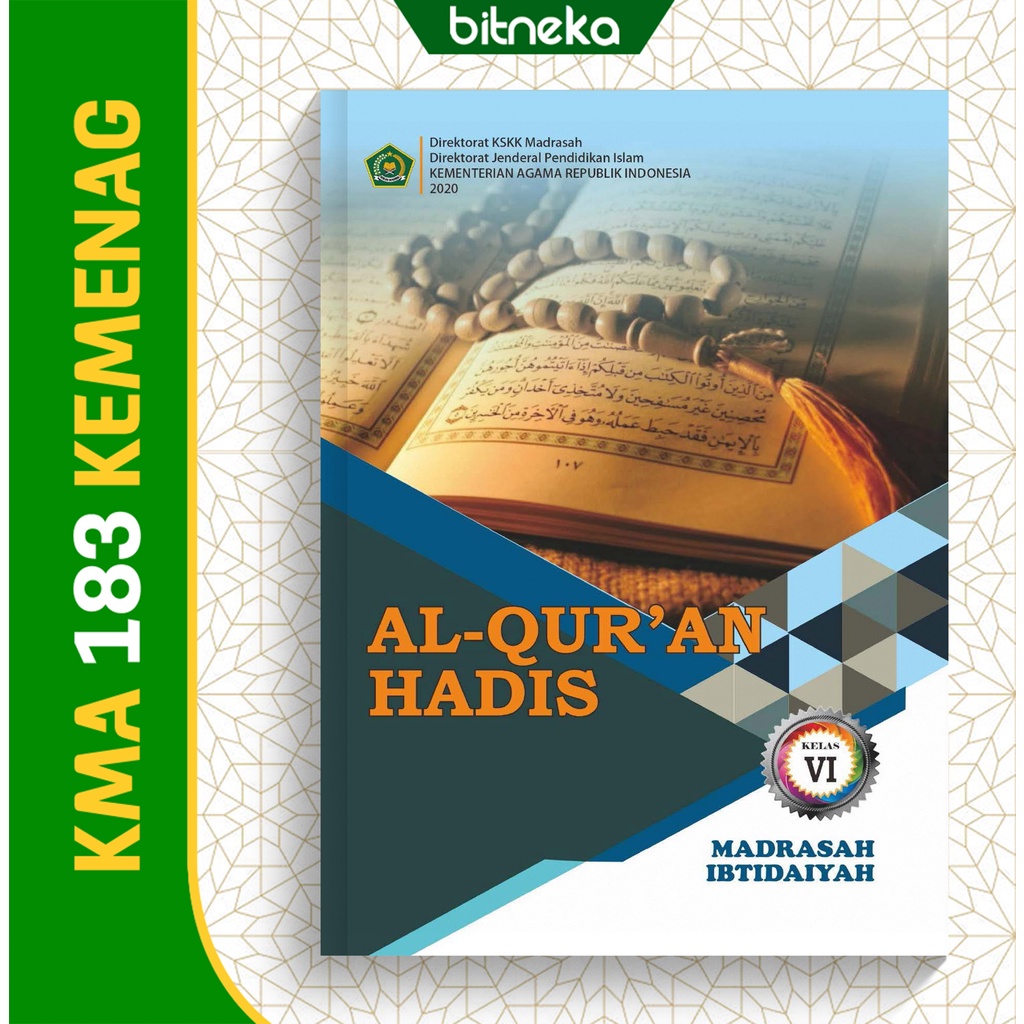 Buku Siswa Al Quran Hadis Kelas 6 MI KEMENAG KMA 183
