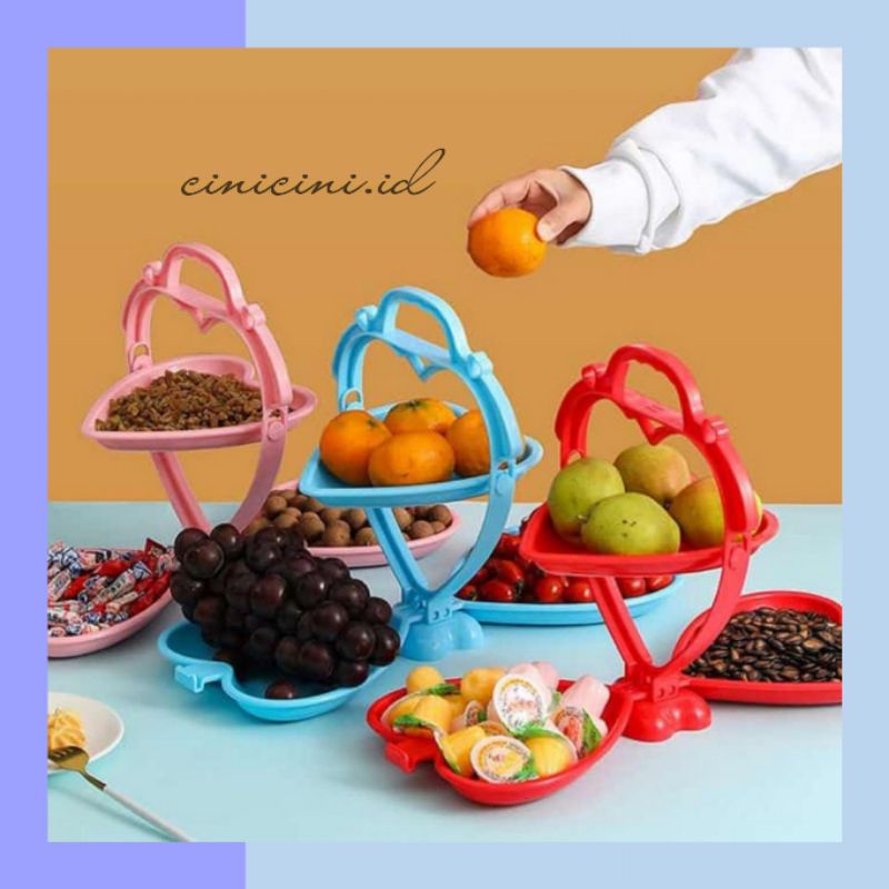 [ Cinicini ] Portable Fresh Fruit Plate Tray Food Wadah Saji Makanan Bentuk Love