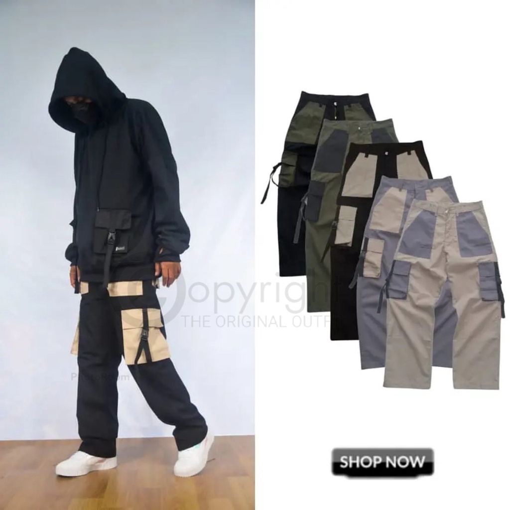 NEW Cargo Twotone Patch Work Cargo Streetwear Standart Celana Cargo Panjang Pria Cargo Pants Pria PD