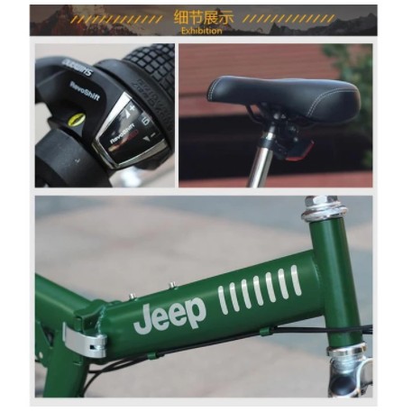Sepeda Gunung lipat mtb 26 inch 21 speed gunung high carbon steel HIJAU JEEP Baru
