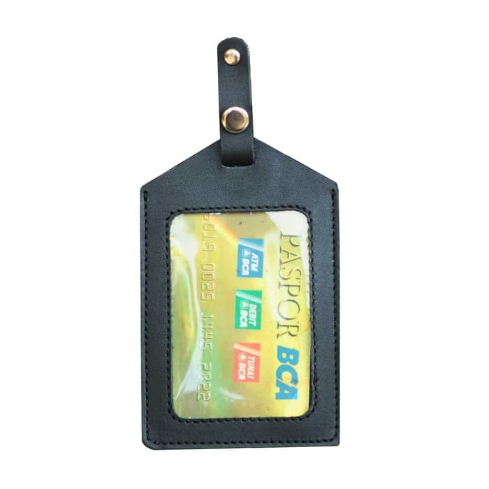 

Murah Id Card Holder Name Tag Kulit Hitam Jepit Saku Kartu Identitas