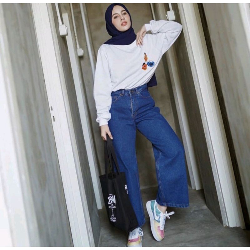 Celana Kulot Panjang Wanita Celana Jeans Kulot Wanita Celana Boyfrends Kulot Wanita Celana Highwaist