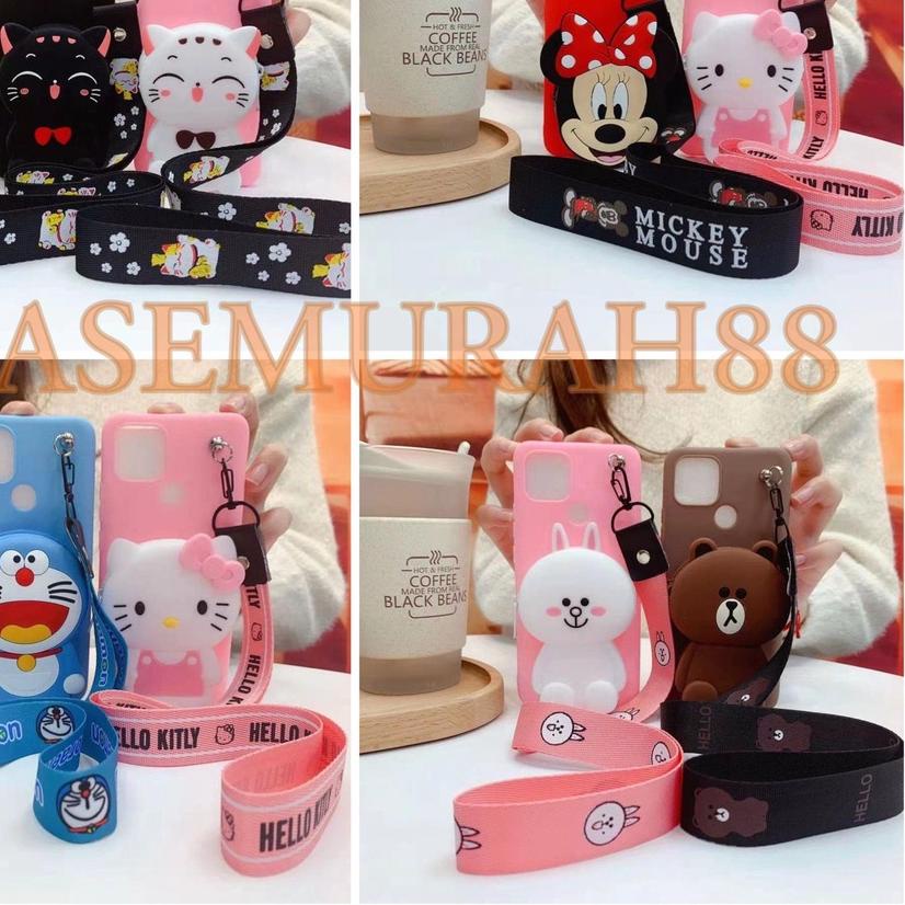 ➮ REALME C1 C2 C11 C12 C15 C20 C21 C25/SOFT CASE KARAKTER/BONEKA DISNEY DOMPET KOIN/COIN + GANTUNGAN