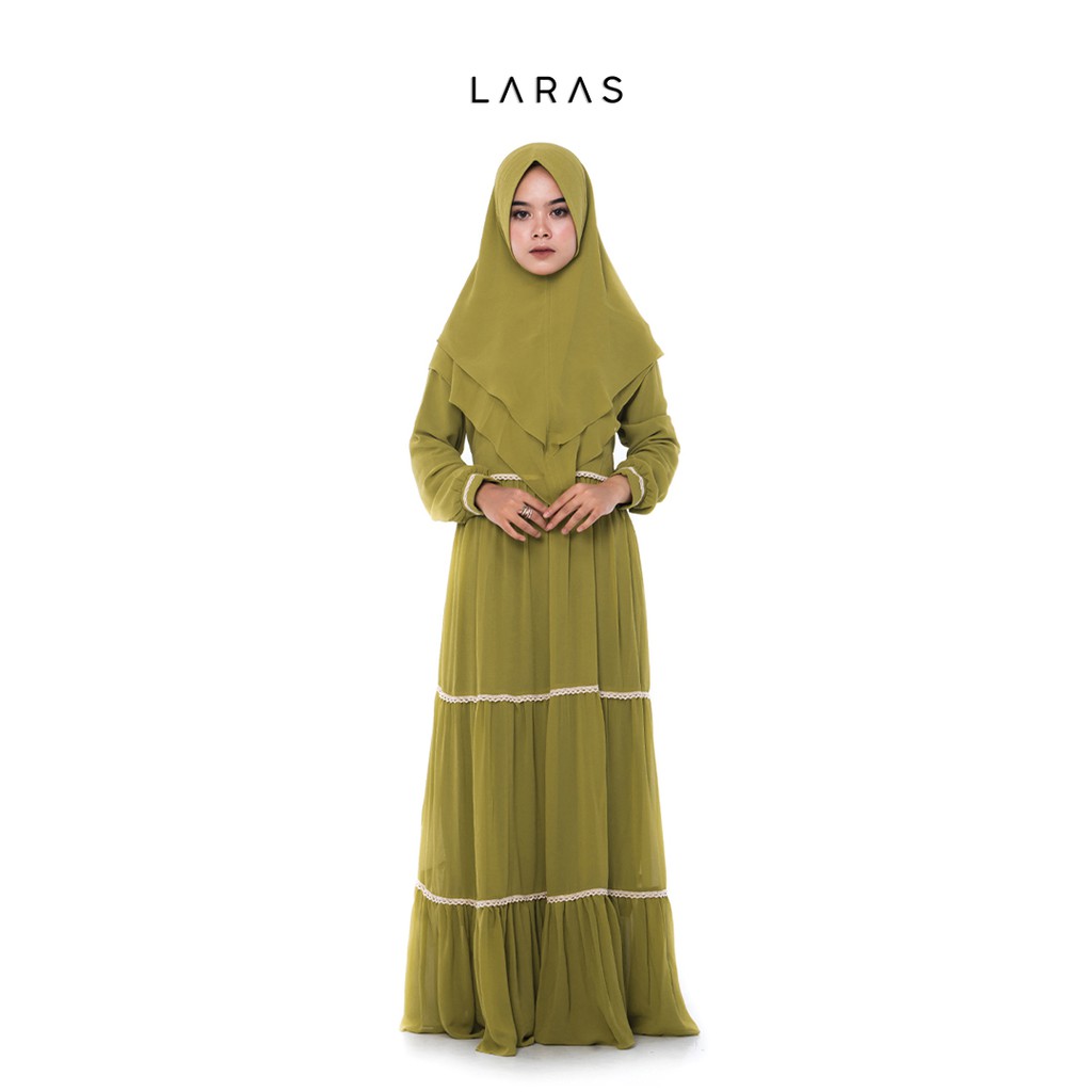 Baju Gamis Dress Ceruty Babydoll Syari Wanita Busui Premium Mewah Warna Hijau Lemon