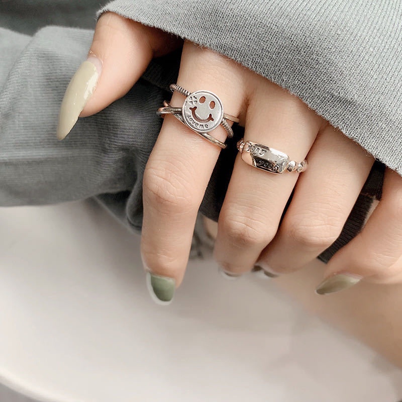 Cincin Tersenyum Gadis Fashion Kepribadian Cincin Perhiasan Perhiasan Pasangan