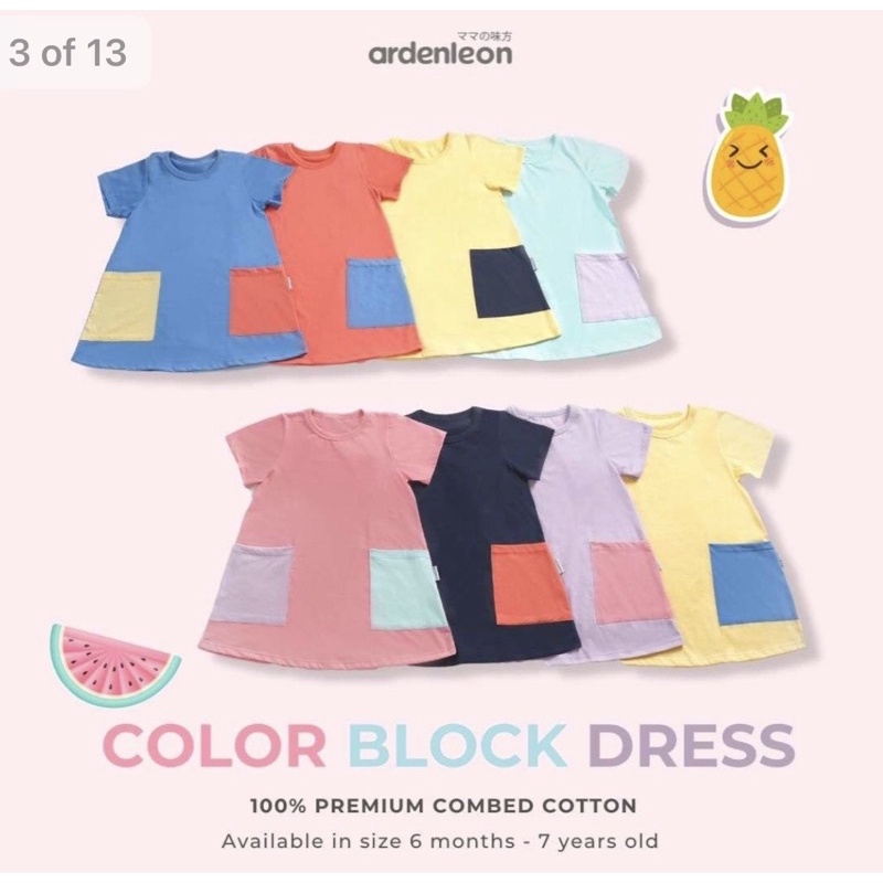 ArdenLeon COLOR BLOCK DRESS SMLXL / Arden Leon Terusan Anak Perempuan Size Kecil