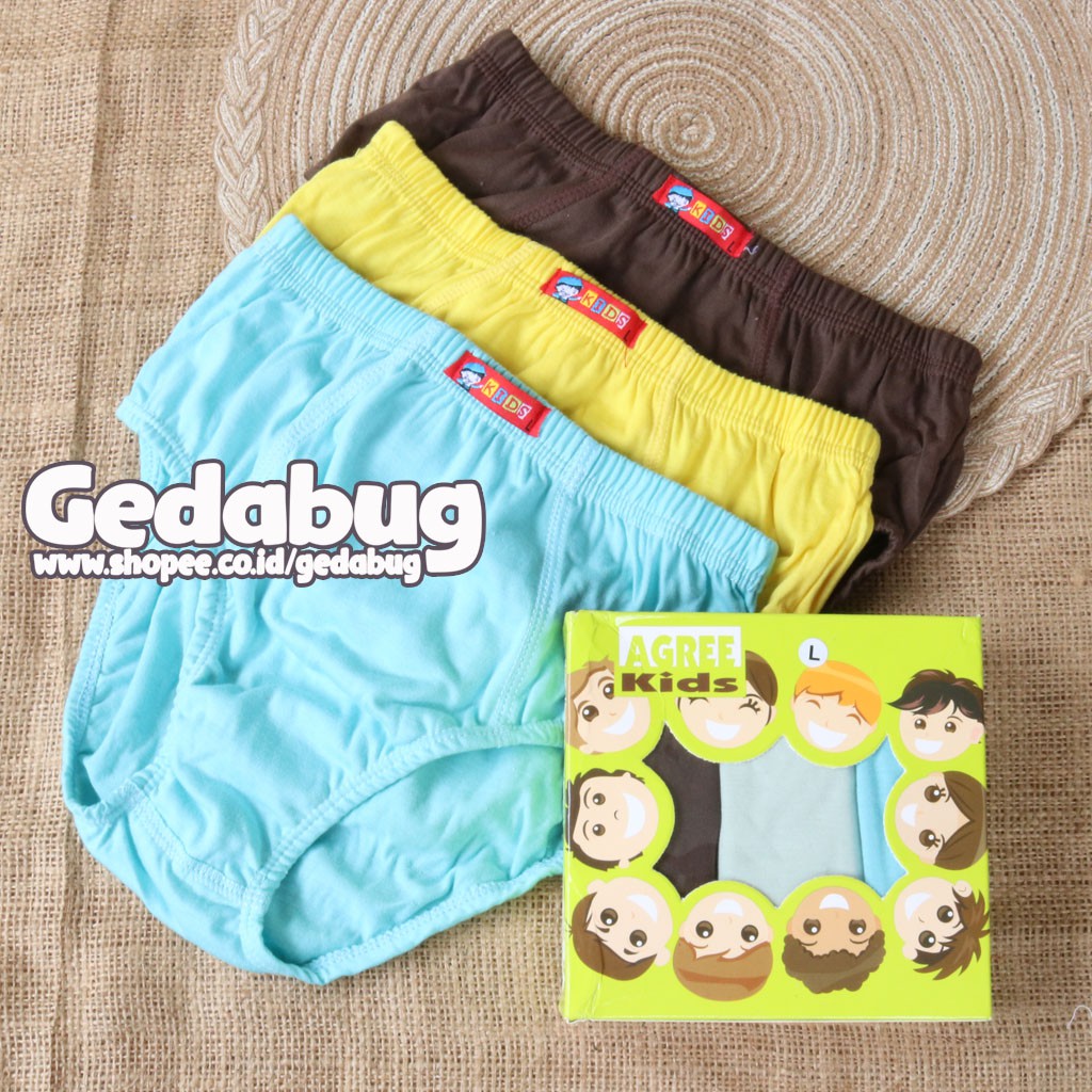 3 Pcs - CD Anak Agree AK 014 / AK014 | Celana dalam anak karet Kerut | Gedabug