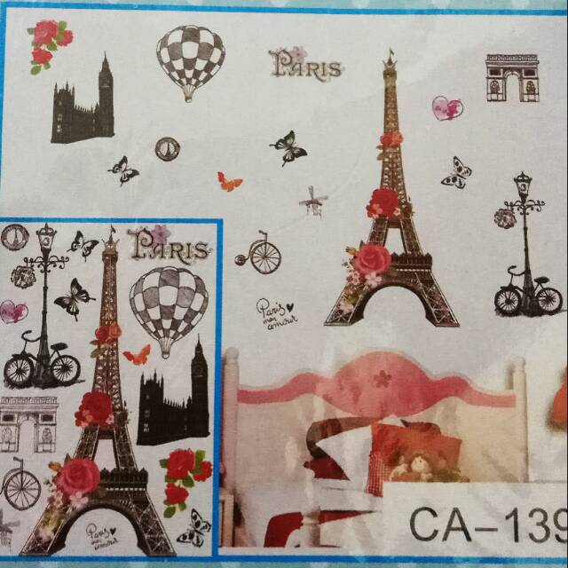 WALL STICKER 5D PARIS EIFFEL - STICKER PARIS - STICKER EIFFEL - WALL STICKER 3D - ROOM DECOR