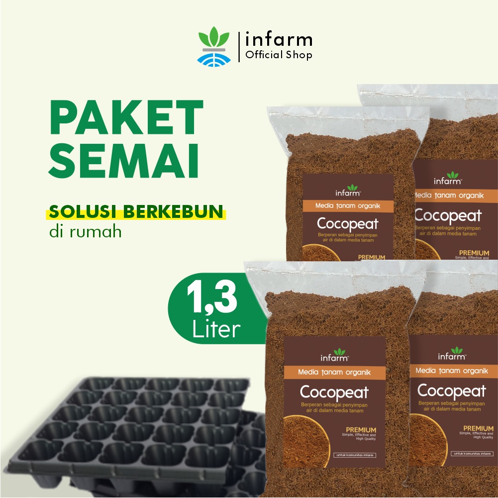 INFARM - Paket Semai Tanaman Organik Hidroponik Lengkap Tray Semai Cocopeat 1 Liter Benih Bibit Biji
