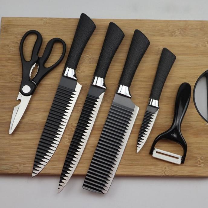 

Set Pisau Dapur 6 in 1 Gunting Peeler Pengupas Buah - ER-0279 - Black webk07 Ayo Beli