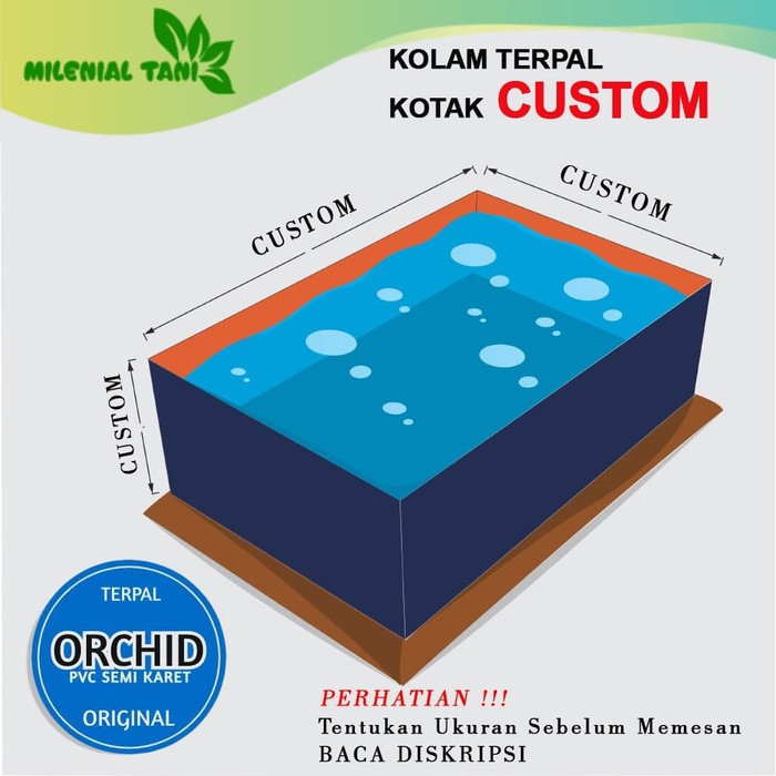 Kolam Terpal Kotak Custom PVC Semi Karet