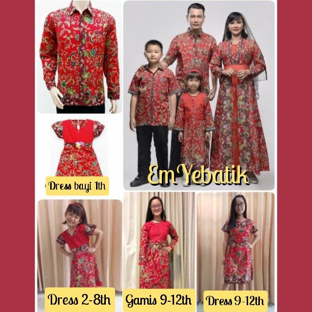 Sarimbit Family Keluarga Gamis Batik Muslim Kd Gentong Merah