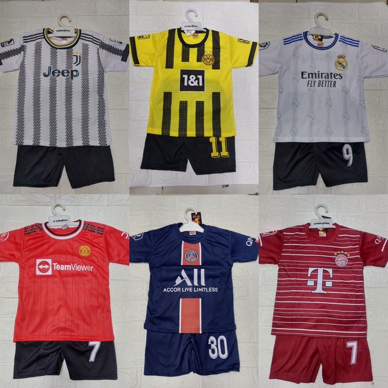 SETELAN SERAGAM BOLA ANAK KLUB EROPA MU PSG MADRID MUNCHEN ANAK KIDS 9-13 TAHUN JERSEY BEST SELLER