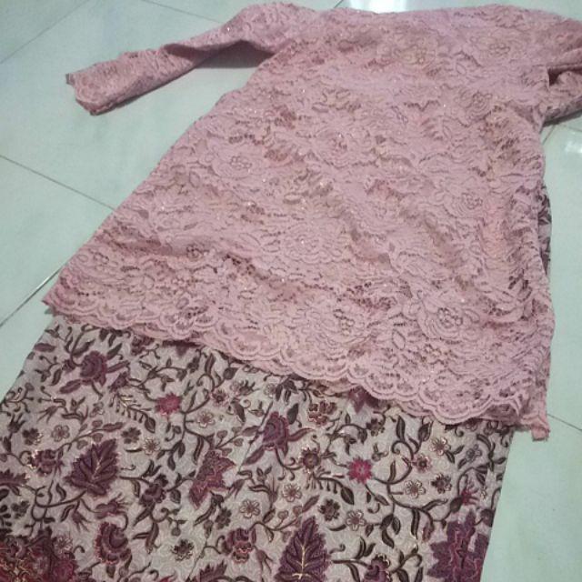 Stelan Kebaya Brukat Tunik Kurung Lian Kombi Rok Span Batik Anak