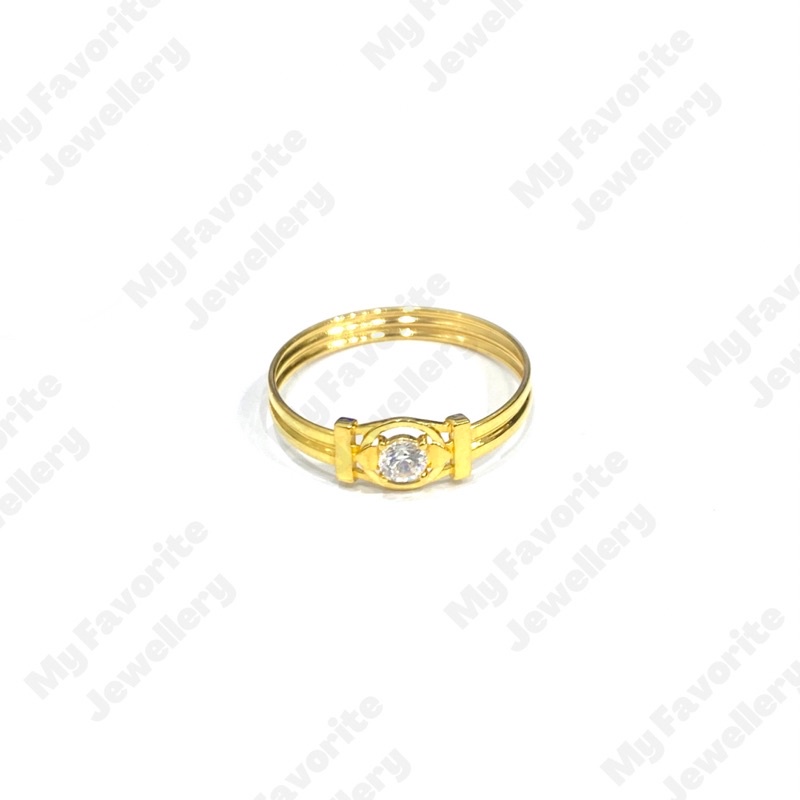 Cincin Permata Satu Variasi Uk20 Emas Asli Kadar 700