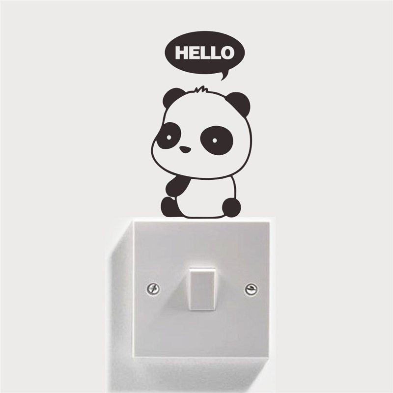 Sticker Saklar Lampu Panda Hello Sticker Tombol Lampu Dekorasi Wall Sticker