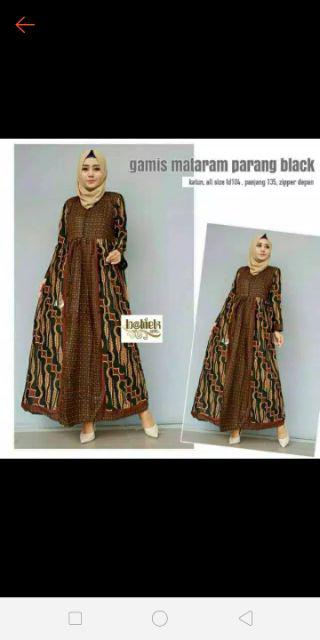 Gamis Mataram Parang Black Batik Gamis Cantik Modern Murmer Syari Seragaman Grosir Modis Sogan