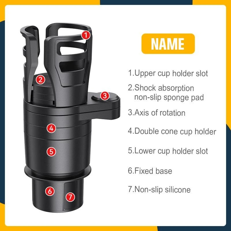 AM-39 Car Drink Cup Holder Mobil Fitur 4in1 Phone Holder Muter 360 Bisa diLebarin Serbaguna Pemasangan diTempat Botol Mobil Bisa Muat 4 Botol Serbaguna