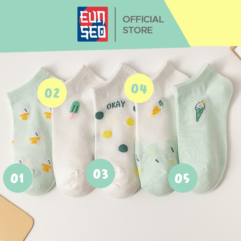 EUNSEO Kaos Kaki Ankle Cute Fashion Korea Motif Ice Cream Kaos Kaki Pendek Kaoskaki Semata Kaki