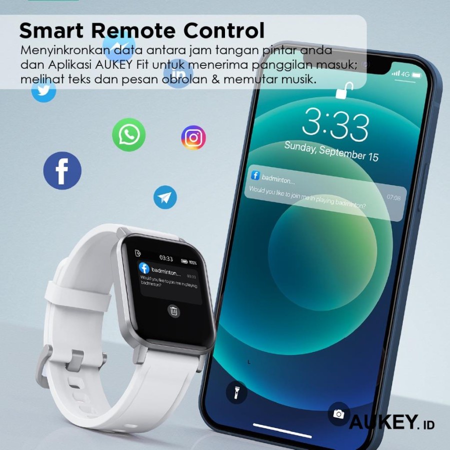 Smartwatch Aukey LS02 Fitnes Tracker 12 Activity White - 500980