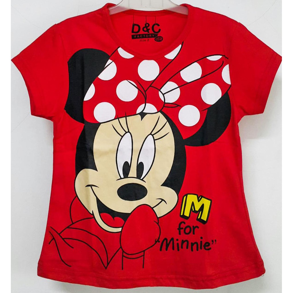 atasan kaos anak minnie mouse merah l kaos anak karakter disney 1-10 tahun