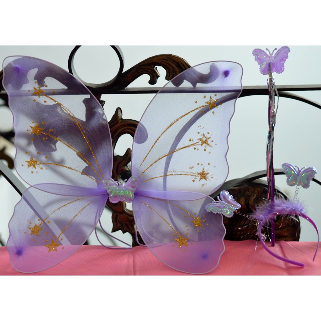 Sayap kupu kupu Kostum Anak peri tongkat bando opera karnaval angel