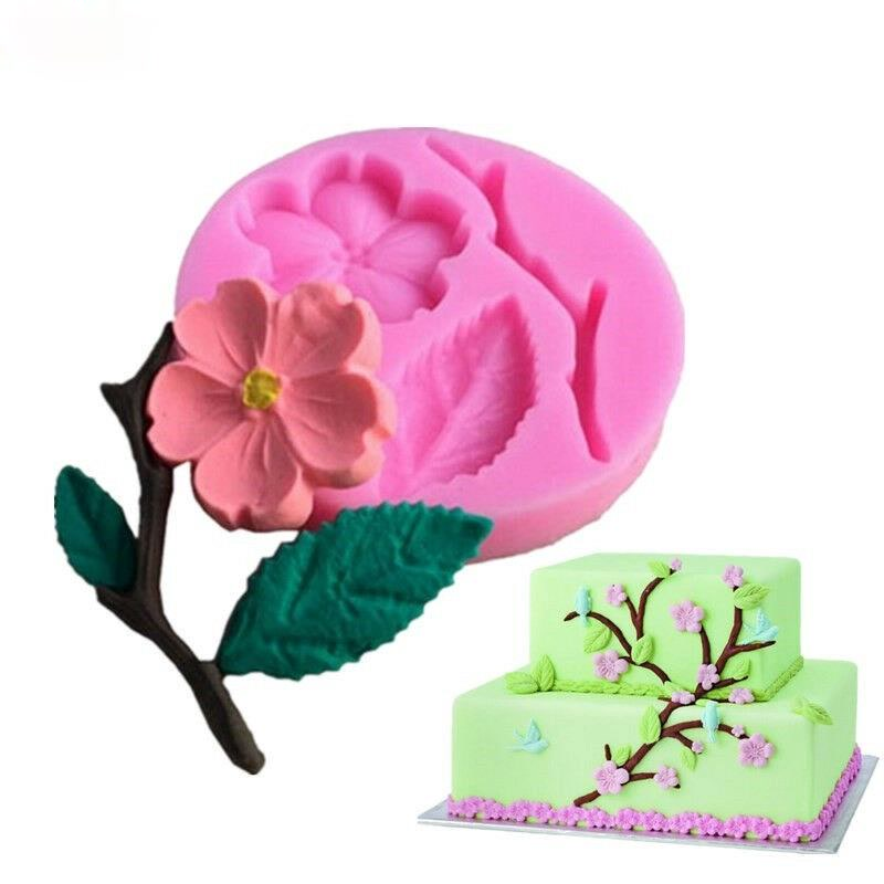 Cetakan Fondant Bentuk Bunga Plum 3d Bahan Silikon Untuk Dekorasi Kue