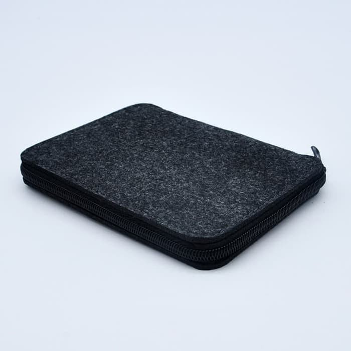 Tas Laptop Sleeve Felt with PU Black Leather 13 inch with free pouch Imperfect Product