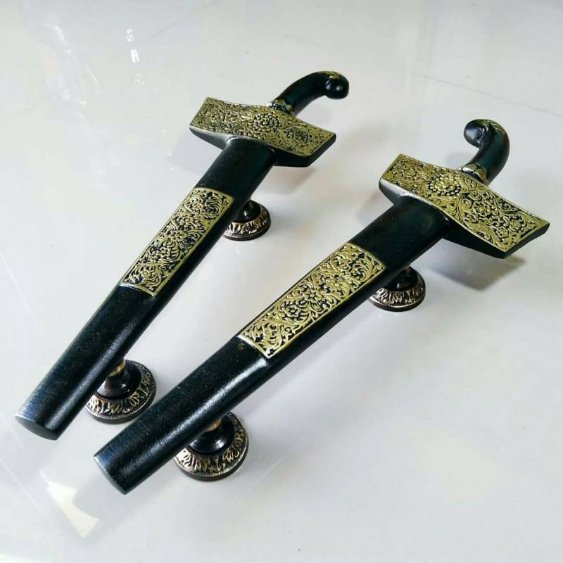 Handle Pintu / Gagang Pintu Rumah Pagar Alumunium Murah Motif Keris 38cm