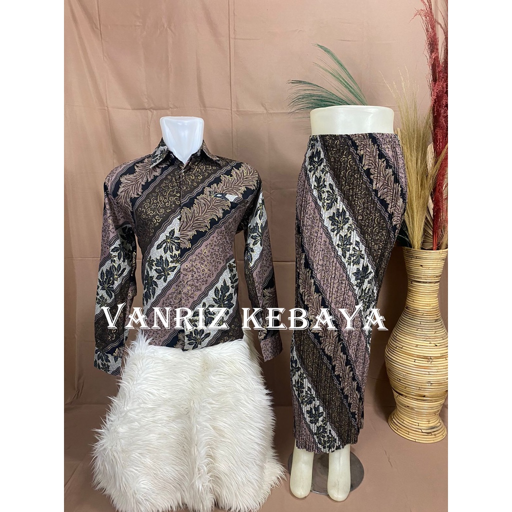 Vanriz Kebaya-Kemeja Batik Lengan Panjang Couple Rok Plisket