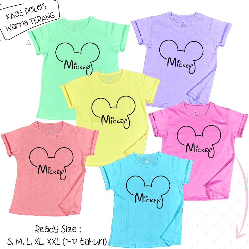 Baju Kaos Anak Cewek 3-12 tahun sampai Dewasa Jumbo motif Mic - Key