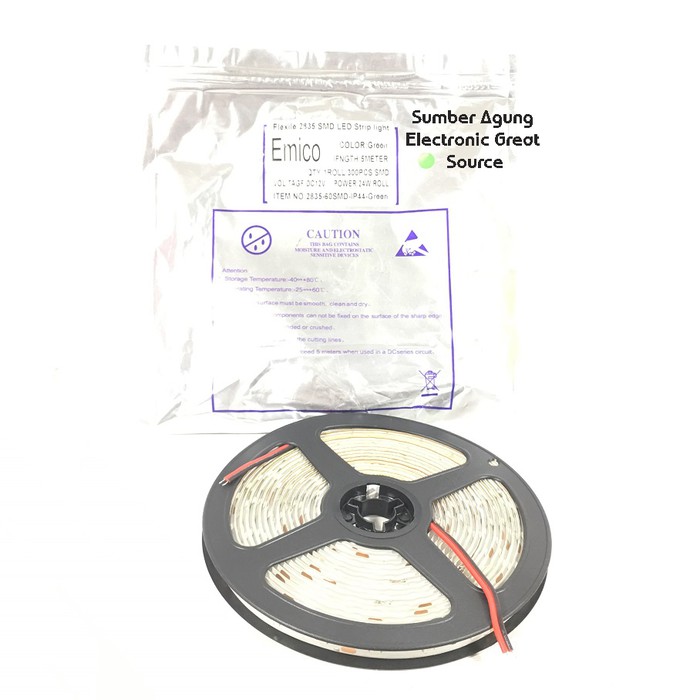 StripLED Waterproof IP44 Warna Hijau Green Emico 2835 DC 12V