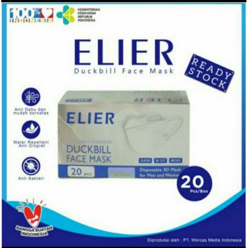 masker elier duckbill emboss boson 3ply.1karton ~ isi 50.box