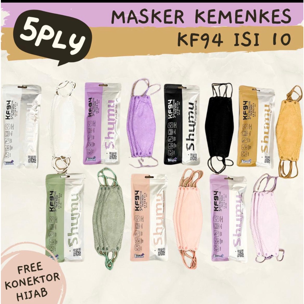 Masker SHUMU KF94 5ply ISI 10PC free Connector