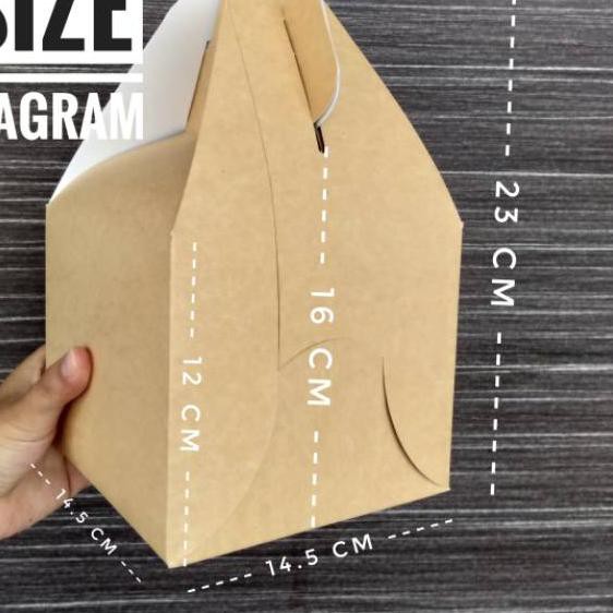 

(aaq-713) [HARGA 10pcs] GABLE BOX KRAFT 350GR: 14.5 x 14.5 x 23 cm / snack box / hampers box/ box t