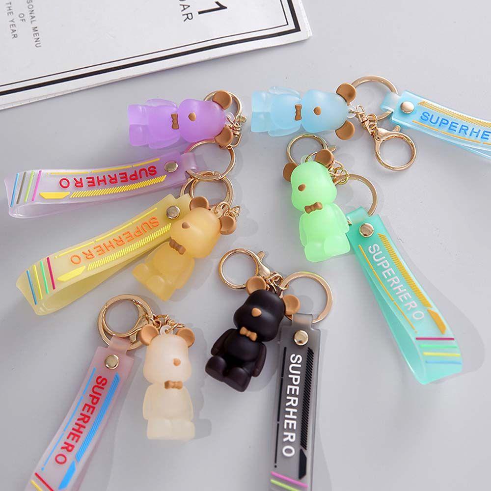 Gantungan Kunci Beruang Agustina Teman Lucu Hadiah Aksesoris Liontin Mobil Charm PVC Key Chain