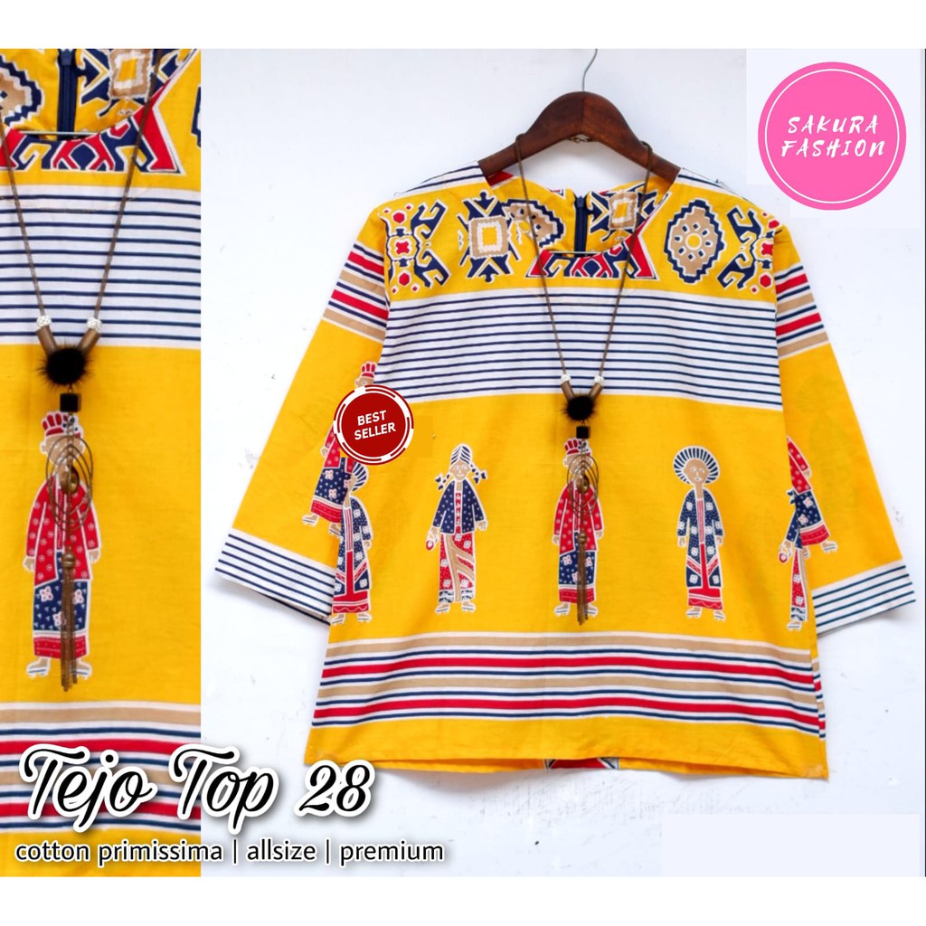 Blouse batik baju batik kantor wanita premium Batik Kerja solo Tejo Top