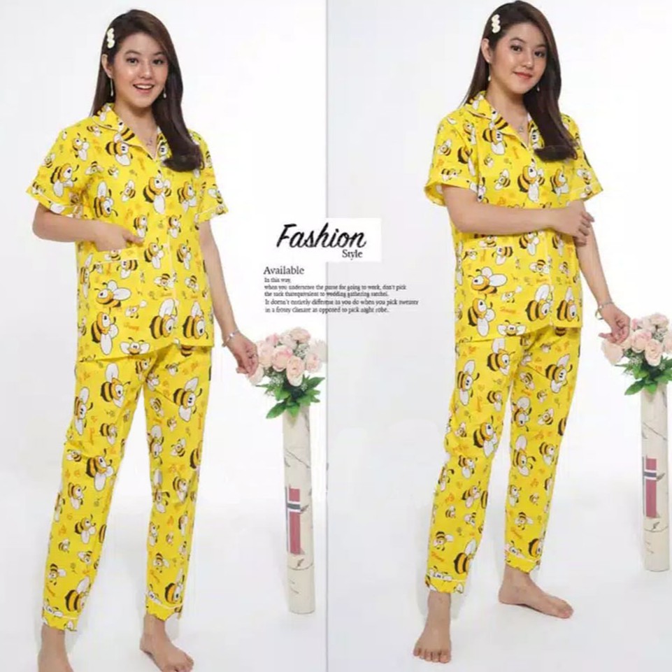 ISANNY PIYAMA SET BEE YELLOW CPPIYAMA KARAKTER CP/PIYAMA MURAH CP/PIYAMA MOTIF CP/PIYAMA SET  CP