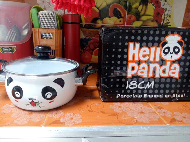 Panci Enamel Maspion Hello Panda 18 Cm / Panci Serbaguna