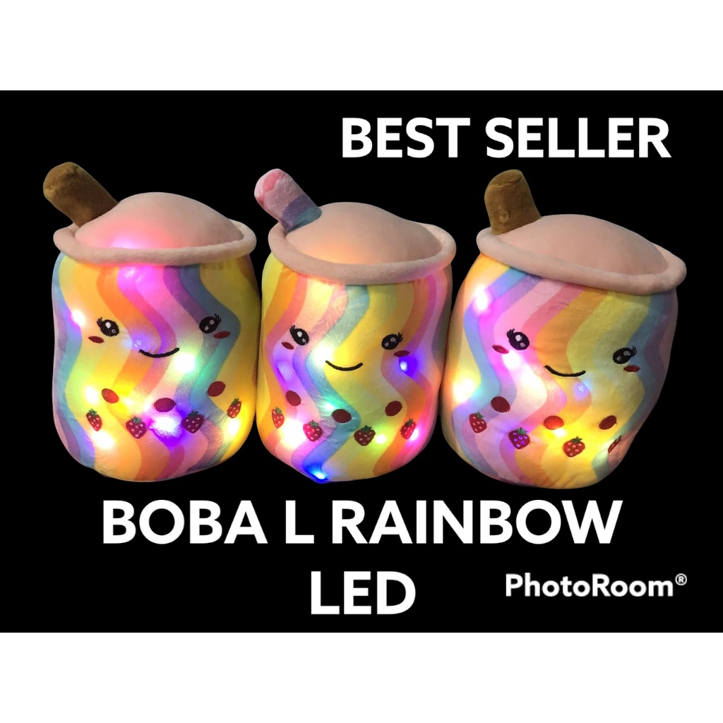 Boneka Boba Bantal Boba RAINBOW Bahan Halus Lembut Tinggi 35 cm lampu LED kedip Cantik