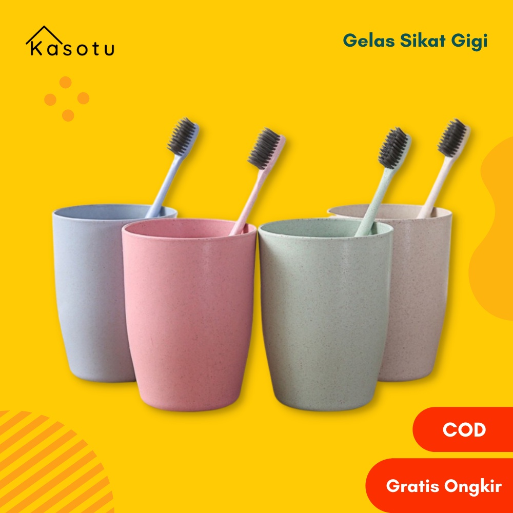 Gelas Sikat Gigi Odol Kumur Aesthetic Plastik Kopi Set Korean Murah Polos
