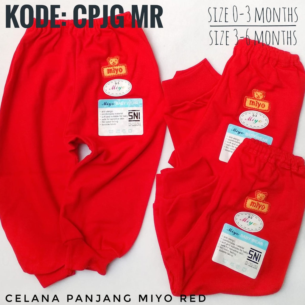 MIYO BABY  WEAR CELANA  PANJANG  MIYO RED PER 3 PCS 