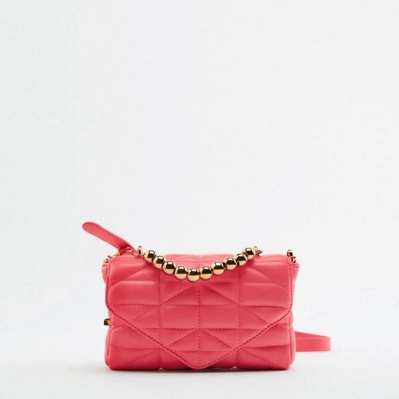 ZARA BEAD HANDLE QUILTED CROSSBODY BAG INCLUDE PAPERBAG