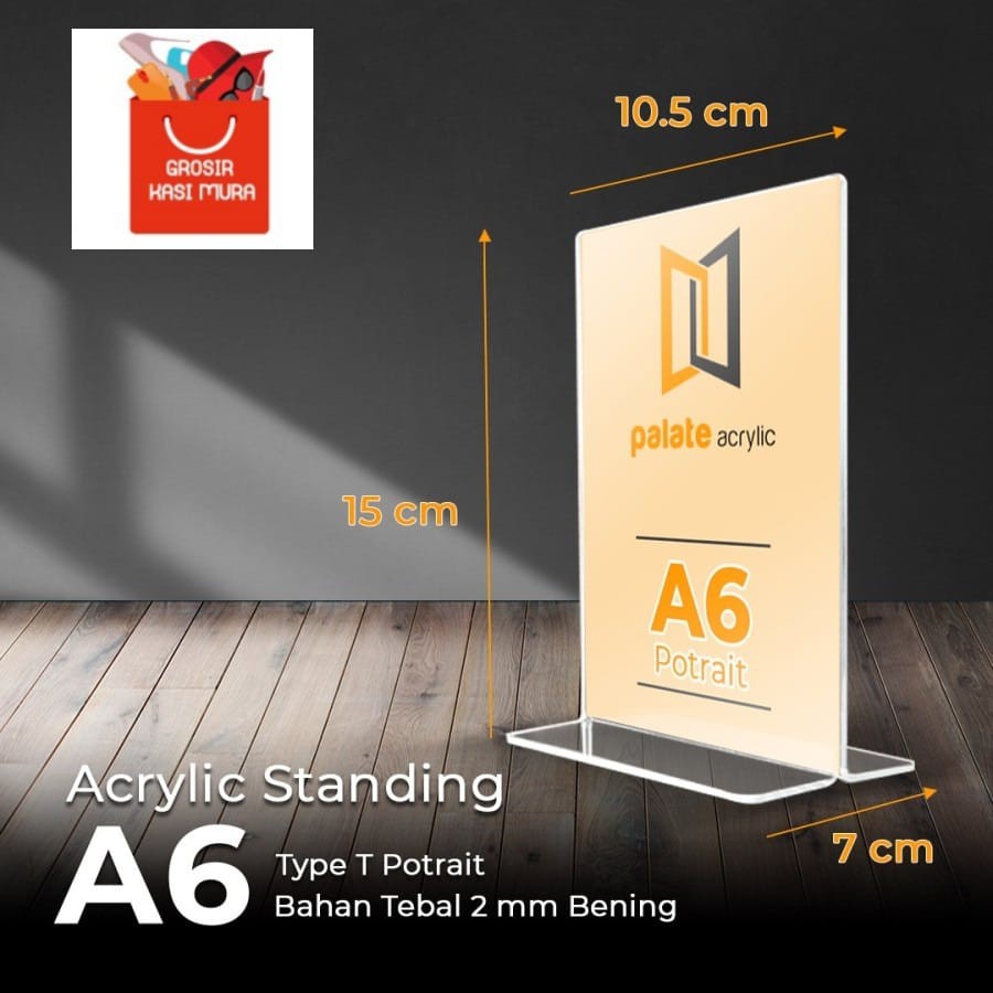 

acrylic tent holder / akrilik tent card A6T tempat brosur Meja bentuk T