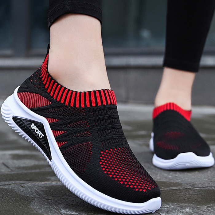 QINGSHUI Sepatu Wanita Sneakers .Kaus Kaki Nyaman Sepatu Lari Sepatu. Bernapas Sepatu Slip On Wanita. Berkualitas Tinggi Sepatu Wanita