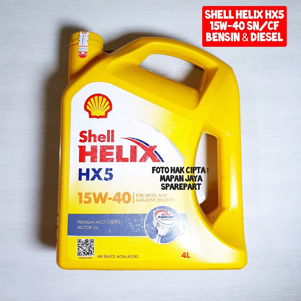 SHELL HELIX HX5 15W-40 BENSIN &amp; DIESEL API SN - 1 GALON - 4 LITER