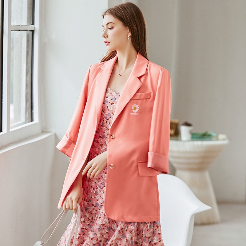 【Rozen】 Women Suit Double Pocket Breasted Wide Lapel Loose  Casual Blazers 7342