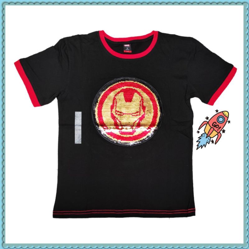 Nevada marvel ironman flip sequin kaos anak laki laki 11-12 thn