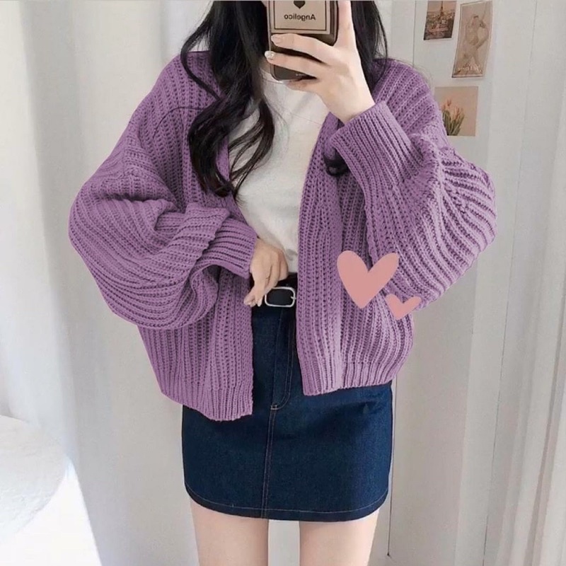 cardi lova crop rajut wanita / Cardigan Hazel rajut overaize premium