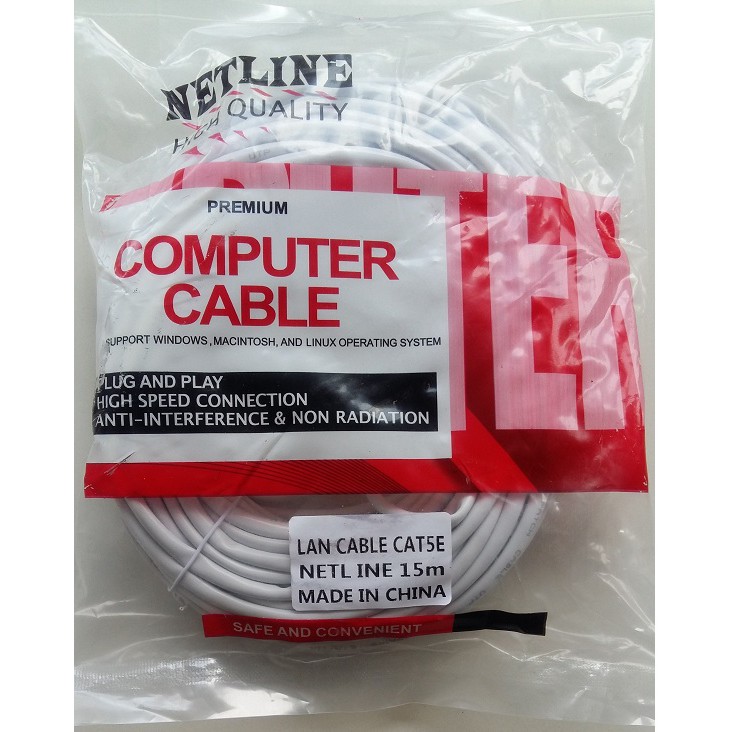 Kabel Lan 10M / 15M / 20M Cat 5e - Kabel UTP merk Netline 10 Meter / 15 Meter / 20 Meter